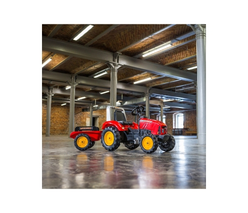 Трактор с педалями с ковшом и прицепом FALK Red Supercharger