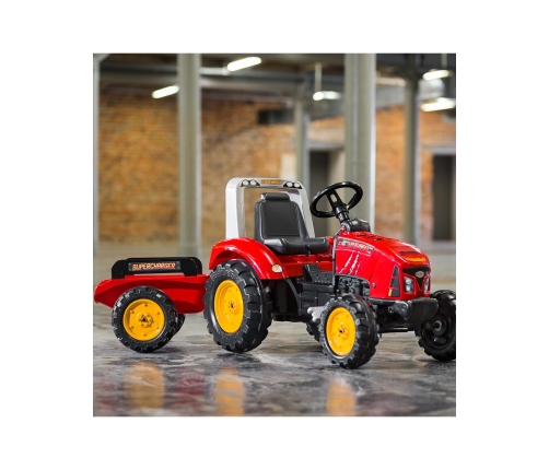 Трактор с педалями с ковшом и прицепом FALK Red Supercharger