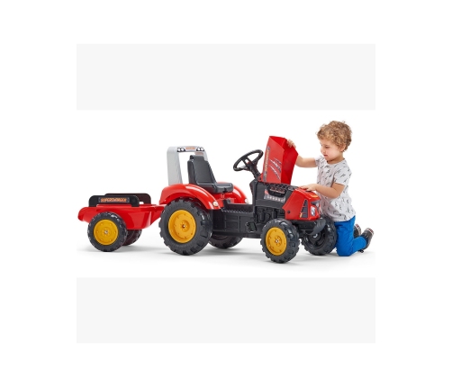 Трактор с педалями с ковшом и прицепом FALK Red Supercharger
