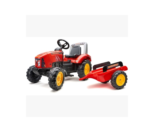 Трактор с педалями с ковшом и прицепом FALK Red Supercharger