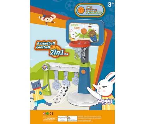 WOOPIE Zestaw 2w1 Koszykówka Bramka do Piłki Nożnej + Piłka + Pompka