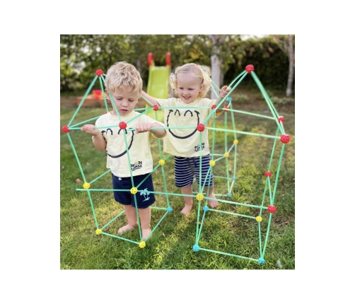 WOOPIE Duże Klocki Konstrukcyjny Namiot Zestaw Słomki Rurki 128 el.