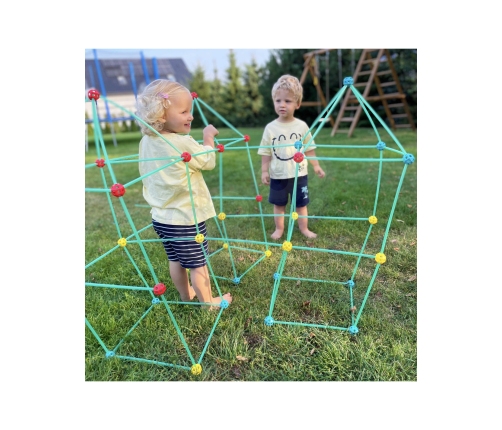 WOOPIE Duże Klocki Konstrukcyjny Namiot Zestaw Słomki Rurki 128 el.