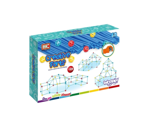 WOOPIE Duże Klocki Konstrukcyjny Namiot Zestaw Słomki Rurki 128 el.