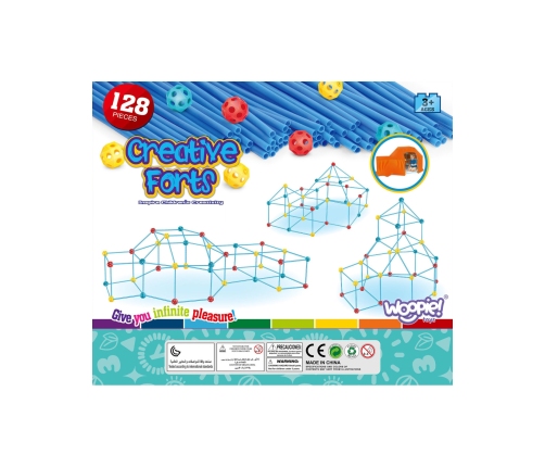 WOOPIE Duże Klocki Konstrukcyjny Namiot Zestaw Słomki Rurki 128 el.