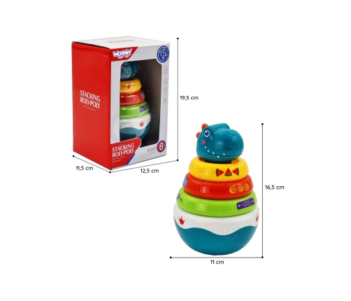 WOOPIE BABY Zabawka Sensoryczna Dino Układanka Piramidka dla Niemowląt