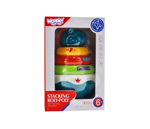 WOOPIE BABY Zabawka Sensoryczna Dino Układanka Piramidka dla Niemowląt