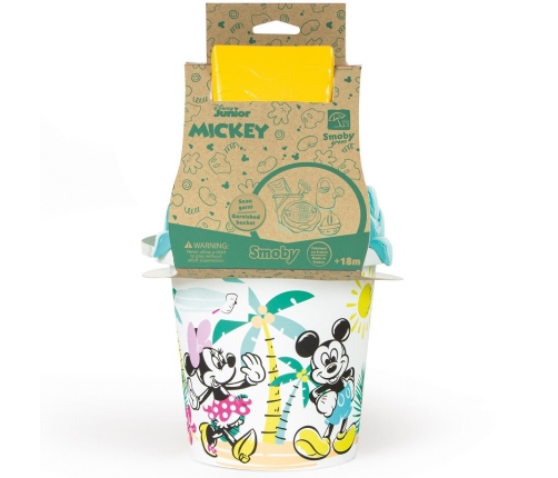 SMOBY Green Wiaderko Myszka Miki Minnie z akcesoriami do piasku i konewką z bioplastiku
