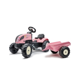 Трактор с педалями с прицепом FALK Country Star Pink