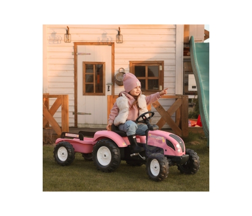 Трактор с педалями с прицепом FALK Country Star Pink
