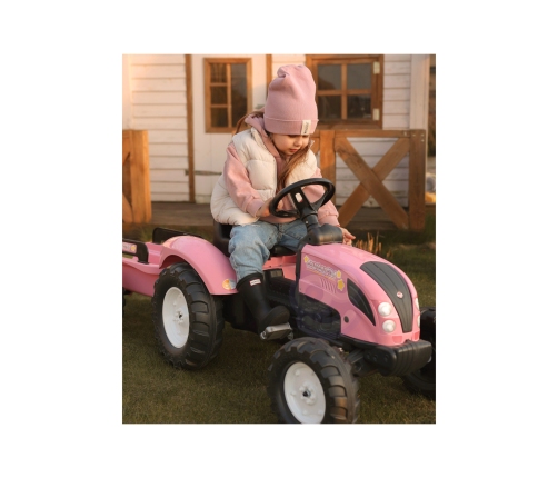 Трактор с педалями с прицепом FALK Country Star Pink