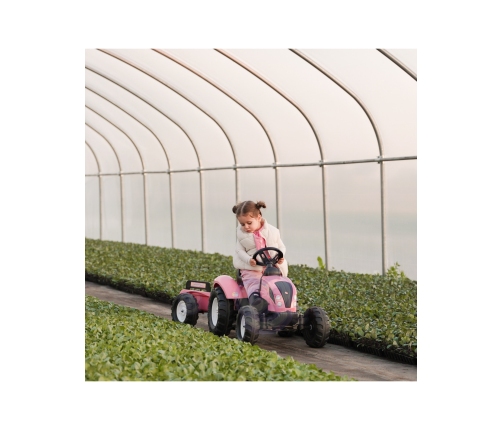 Трактор с педалями с прицепом FALK Country Star Pink