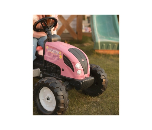 Трактор с педалями с прицепом FALK Country Star Pink