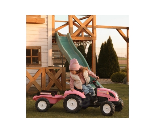 Трактор с педалями с прицепом FALK Country Star Pink