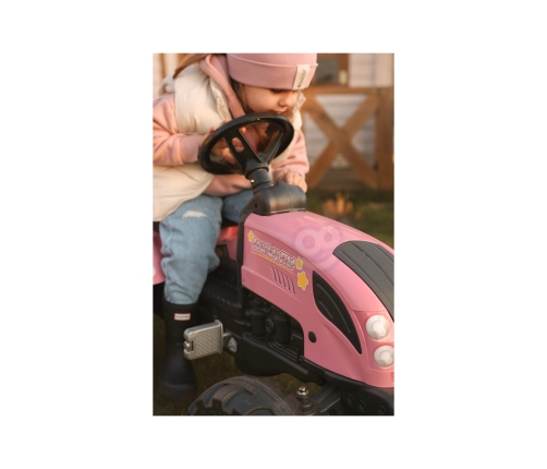 Трактор с педалями с прицепом FALK Country Star Pink