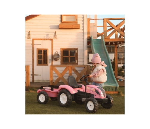 Трактор с педалями с прицепом FALK Country Star Pink