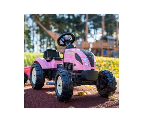 Трактор с педалями с прицепом FALK Country Star Pink