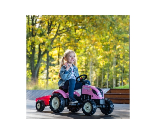 Трактор с педалями с прицепом FALK Country Star Pink