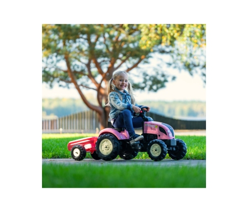 Трактор с педалями с прицепом FALK Country Star Pink