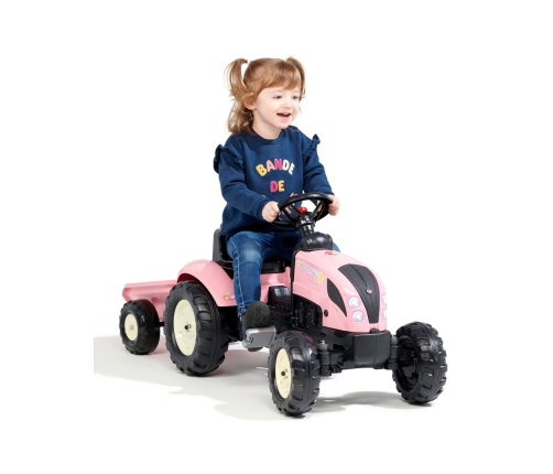 Трактор с педалями с прицепом FALK Country Star Pink