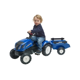 Трактор с педалями с прицепом FALK New Holland Blue