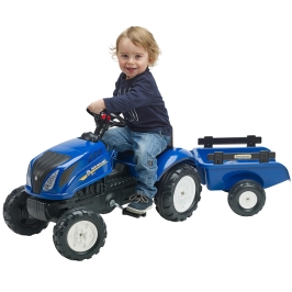 Traktors ar pedāļiem ar piekabi FALK New Holland Blue