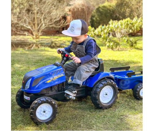 Traktors ar pedāļiem ar piekabi FALK New Holland Blue