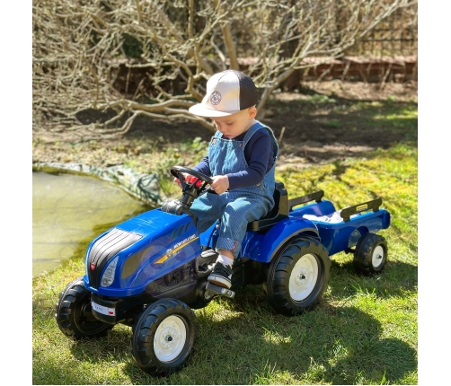 Traktors ar pedāļiem ar piekabi FALK New Holland Blue