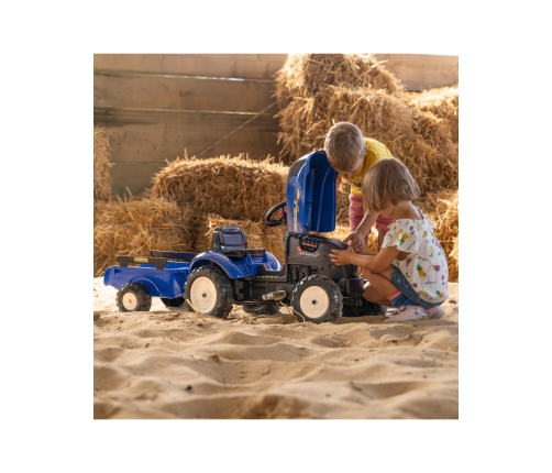 Трактор с педалями с прицепом FALK New Holland Blue