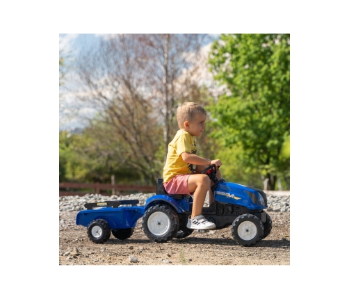 Трактор с педалями с прицепом FALK New Holland Blue
