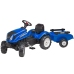 Traktors ar pedāļiem ar piekabi FALK New Holland Blue