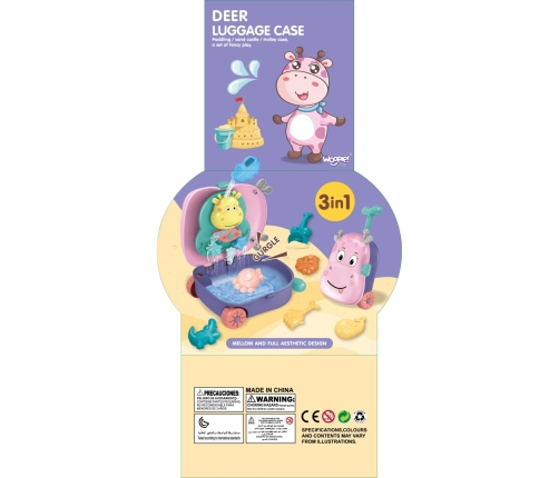 WOOPIE Zestaw do Piasku 3w1 Walizka Jelonek + Zabawka Wodna