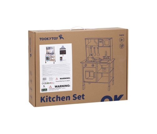 TOOKY TOY Duża Drewniana Kuchnia dla Dzieci 10 el. FSC