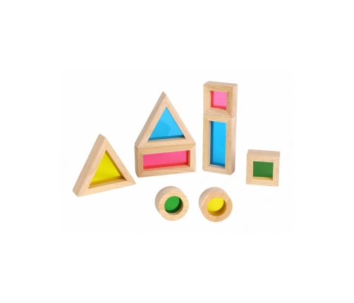 TOOKY TOY Drewniane Kolorowe Klocki Lustra Zestaw 8 el. FSC