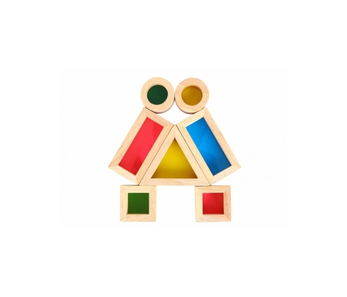 TOOKY TOY Drewniane Kolorowe Klocki Lustra Zestaw 8 el. FSC
