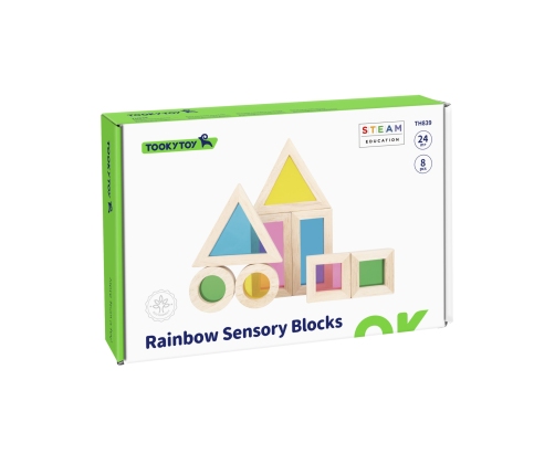 TOOKY TOY Drewniane Kolorowe Klocki Lustra Zestaw 8 el. FSC