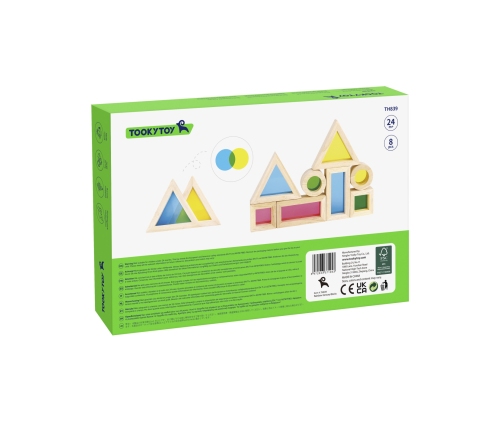 TOOKY TOY Drewniane Kolorowe Klocki Lustra Zestaw 8 el. FSC
