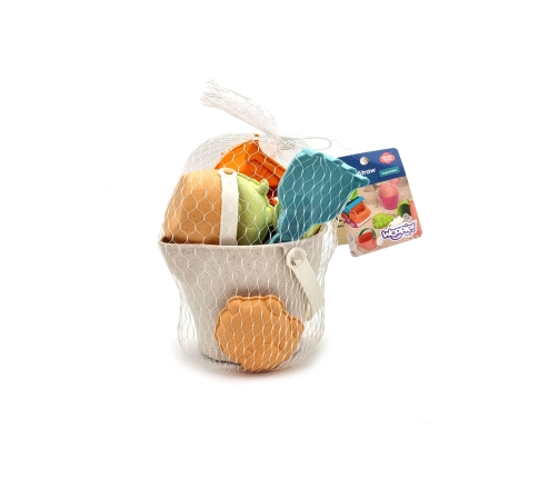 WOOPIE GREEN Zestaw do Piasku + Koparka w Wiaderku 7 el. BIODEGRADOWALNY ORGANICZNY MATERIAŁ
