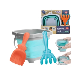 WOOPIE Zestaw Wiaderko Składane z Grabkami Łopatką Niebieskie