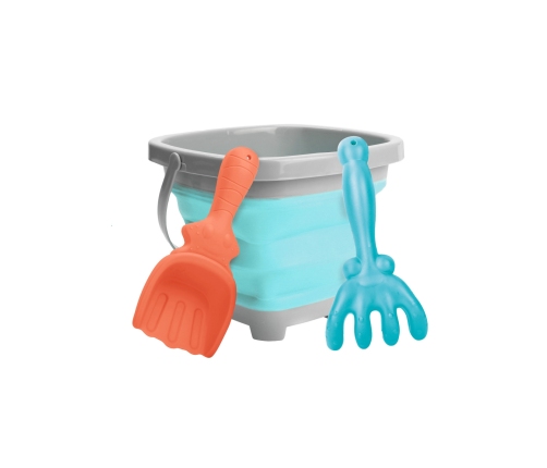 WOOPIE Zestaw Wiaderko Składane z Grabkami Łopatką Niebieskie
