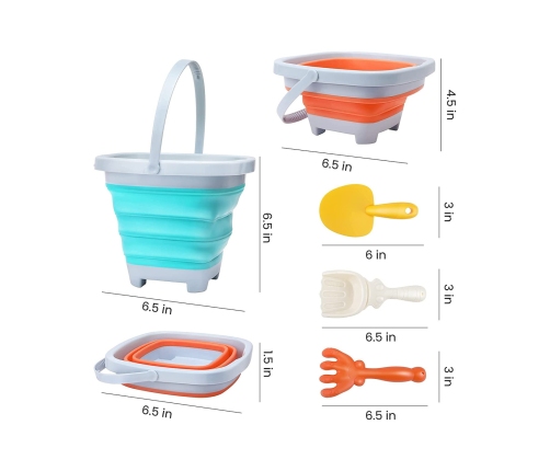 WOOPIE Zestaw Wiaderko Składane z Grabkami Łopatką Niebieskie