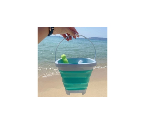 WOOPIE Zestaw Wiaderko Składane z Grabkami Łopatką Niebieskie