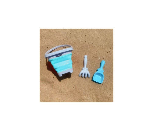 WOOPIE Zestaw Wiaderko Składane z Grabkami Łopatką Niebieskie