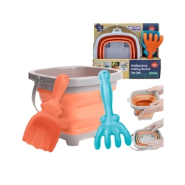 WOOPIE Zestaw Wiaderko Składane z Grabkami Łopatką Pomarańczowe