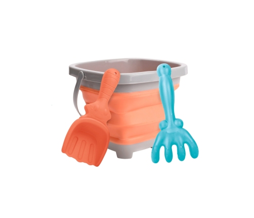 WOOPIE Zestaw Wiaderko Składane z Grabkami Łopatką Pomarańczowe