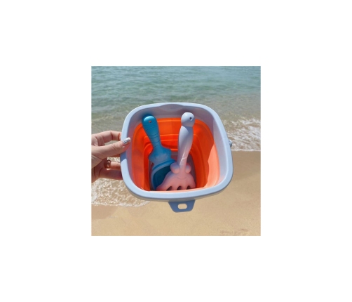 WOOPIE Zestaw Wiaderko Składane z Grabkami Łopatką Pomarańczowe