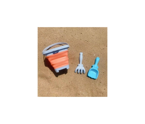 WOOPIE Zestaw Wiaderko Składane z Grabkami Łopatką Pomarańczowe