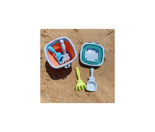 WOOPIE Zestaw Wiaderko Składane z Grabkami Łopatką Pomarańczowe