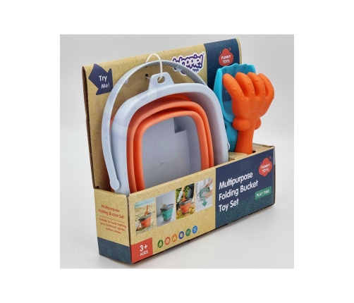 WOOPIE Zestaw Wiaderko Składane z Grabkami Łopatką Pomarańczowe