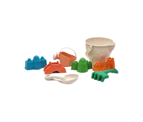 WOOPIE GREEN Zestaw do Piasku w Wiaderku Zamki 8 el. BIODEGRADOWALNY ORGANICZNY MATERIAŁ